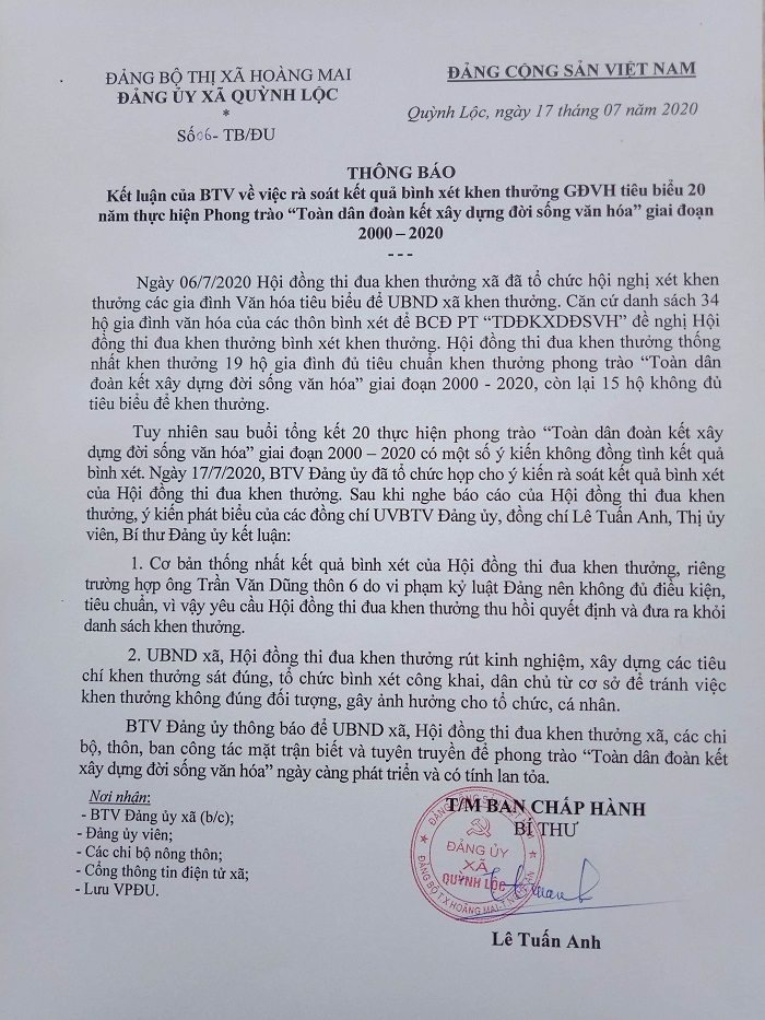 Quỳnh Lộc: Tổ chức họp Ban thường vụ Đảng ủy